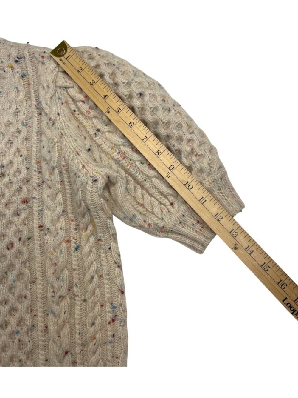 Rails Isla Cardigan Women's XS Cream Confetti Wool Blend Puff Sleeve Cropped - Picture 8 of 13